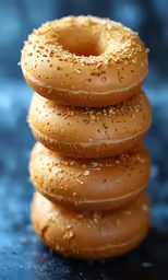 six glazed donuts stacked on top of each other