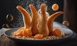 a plate topped with fried carrots and corn