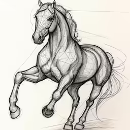 this drawing of a running horse is a bit messy