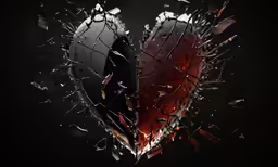 a broken heart that is in the shape of a broken glass