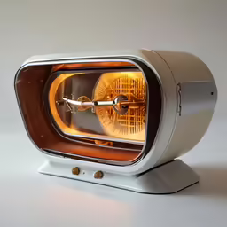 a toaster with a light shining inside of it