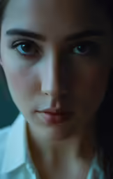 a young woman is staring ahead while wearing a tie