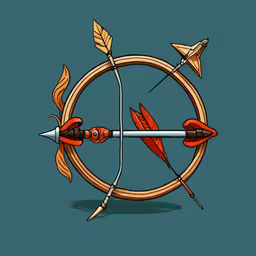 a bow, arrow, and arrows stuck in a wood,a drawing of an arrow and two bow arrows