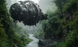some strange metal object floating in the air