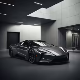 the new car on display in a building