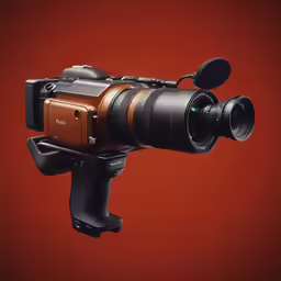 a large camera attached to a microphone