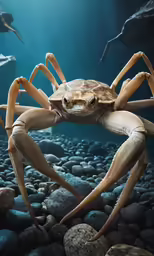 a crab, which looks like its head is bigger than the other