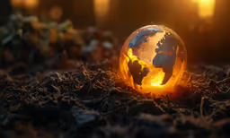 an image of a glowing globe in the grass