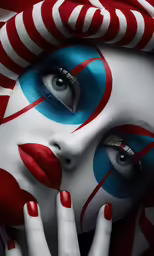 woman with painted eyes and white make - up
