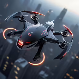 an electric flying hover in the sky