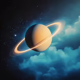 an image of a saturn as seen through a cloudy sky