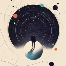 the man is looking at stars in the sky