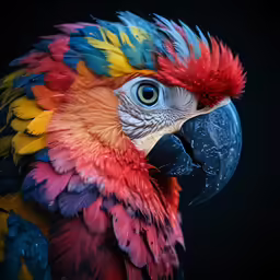 colorful parrot with large blue and yellow wings