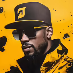 the face of a man wearing sunglasses and a cap
