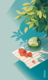 a painting of a plant and some flowers
