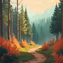 there is a path in the forest,the image shows a dirt road in a dense, forested area