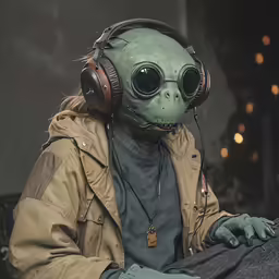 a man with a mask on and ear muffs
