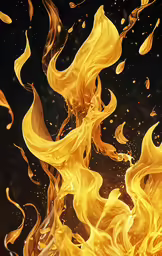 fire has swirled across its surface and flows