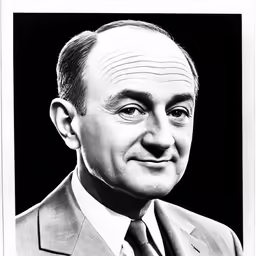 an old photo of a smiling businessman in a suit and tie