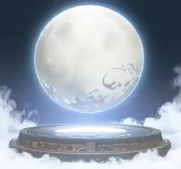 there is an artistic image of the moon and some clouds