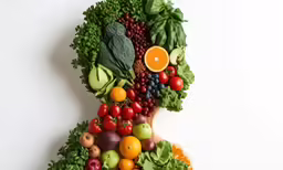 a shape made out of fruits and vegetables