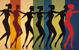 a picture of silhouettes of women on multiple lines