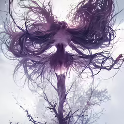 a digital painting of the branches and head of a demon
