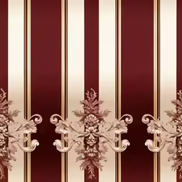 decorative red and gold wallpaper design with white designs