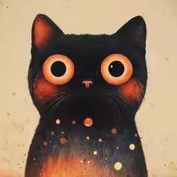 the black cat with huge orange eyes looks angry