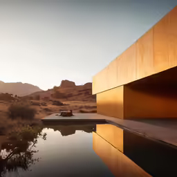 two cows laying on a ramp next to water