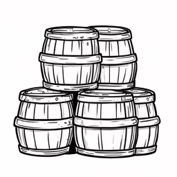 several large barrels stacked up in the shape of a number on a white background