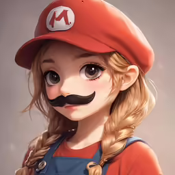the girl is dressed up as a super mario