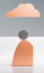 the image has a gray area and orange clouds
