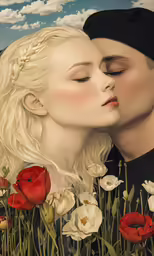 there is an image of two people kissing