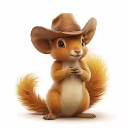 a cartoon squirrel wearing a cowboy hat