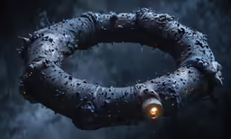 a ring shaped with multiple holes on its surface in the rain