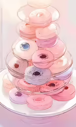 a pile of donuts sitting on top of a white plate