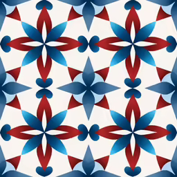 a geometric pattern with red, white and blue dots