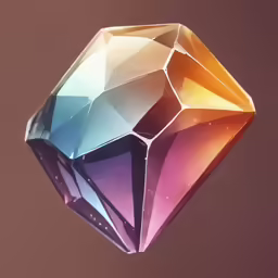 a multicolored diamond on a brown background