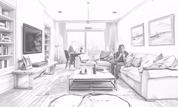 a woman is sitting on the couch looking out the window