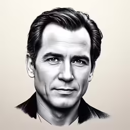 a drawing of a man with a tie
