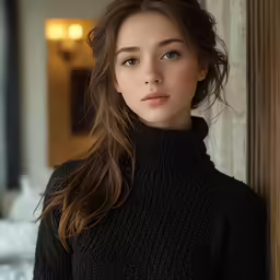 a young woman leaning on a wooden door