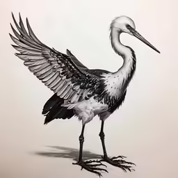 this is a drawing of a long legged crane