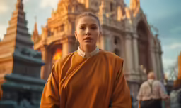 an image of a woman in a buddhist setting