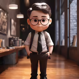 a kid doll is standing on a wood floor