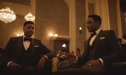 two men sitting side by side in a room