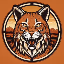 a close up of an animal on a orange background,an animal that is inside of a circle