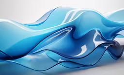 a blue wavy liquid wave painting with a white background