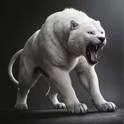 a white tiger standing on its hind legs