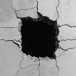 a hole in the middle of the ice on water